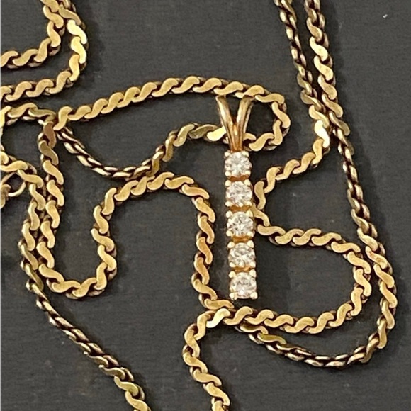 Vintage Italian 14K Soild Gold Genuine Mined Diamond Necklace - Picture 2 of 9